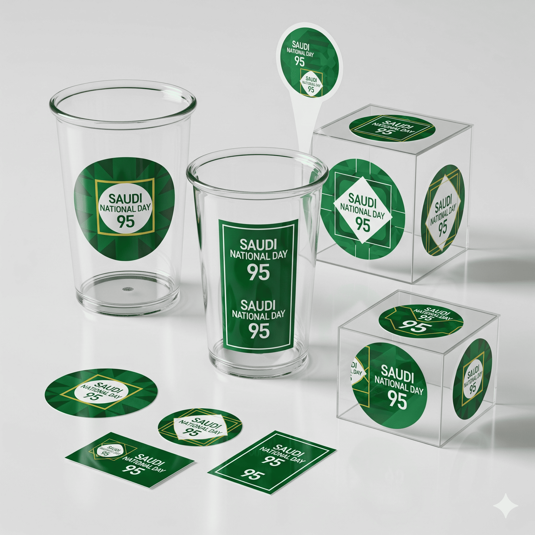 ستيكرات اليوم الوطني السعودي 95 - ملصقات وطنية لاصقة - مطابع الرياض